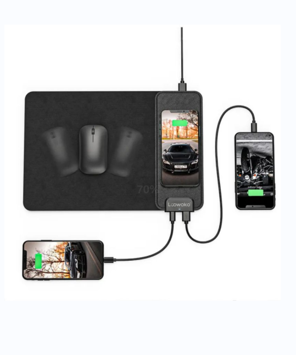 PU LEATHER MOUSE PAD FOR PHONE CHARGING