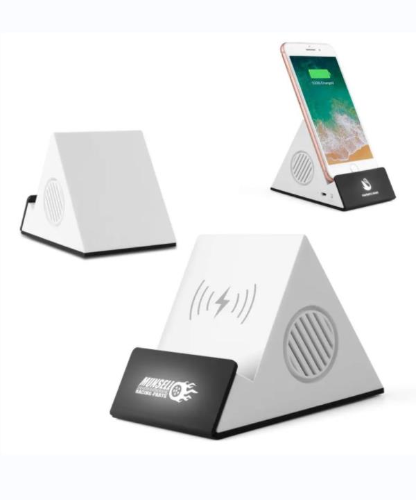 POWERFUL SPEAKER WITH WIRELESS CHARGER AND LED LOGO